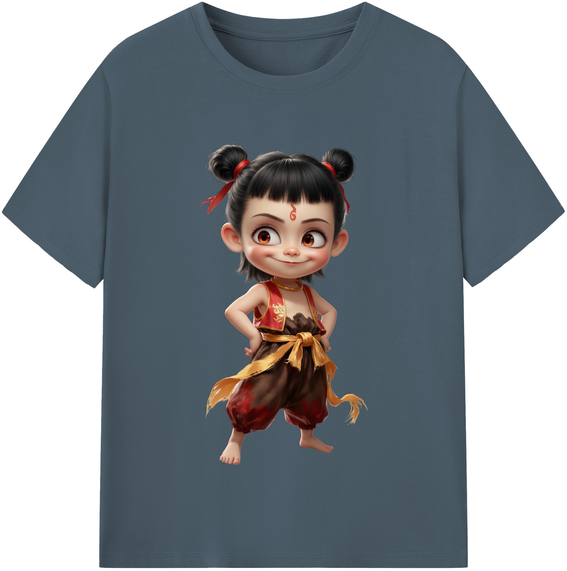 （画像用） Ne Zha 2 ナタ 魔童の大暴れ 綿100％半袖Tシャツ（フロントプリント）